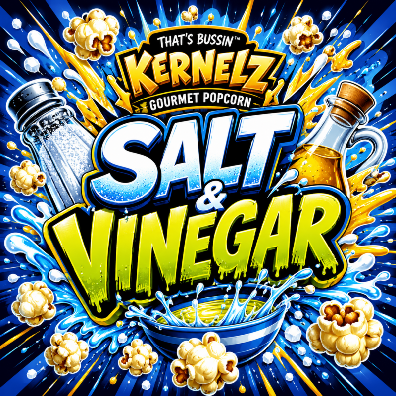 Salt and Vinegar Kernelz Gourmet Popcorn Flavor Logo