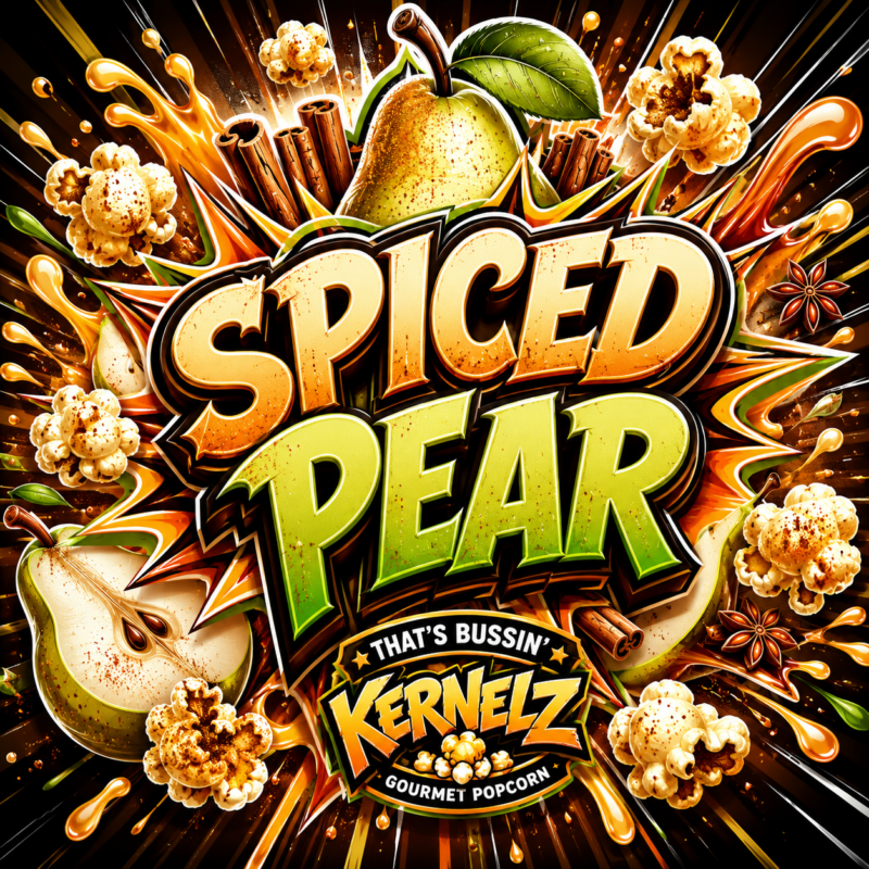 Spiced Pear Kernelz Gourmet Popcorn Flavor Logo