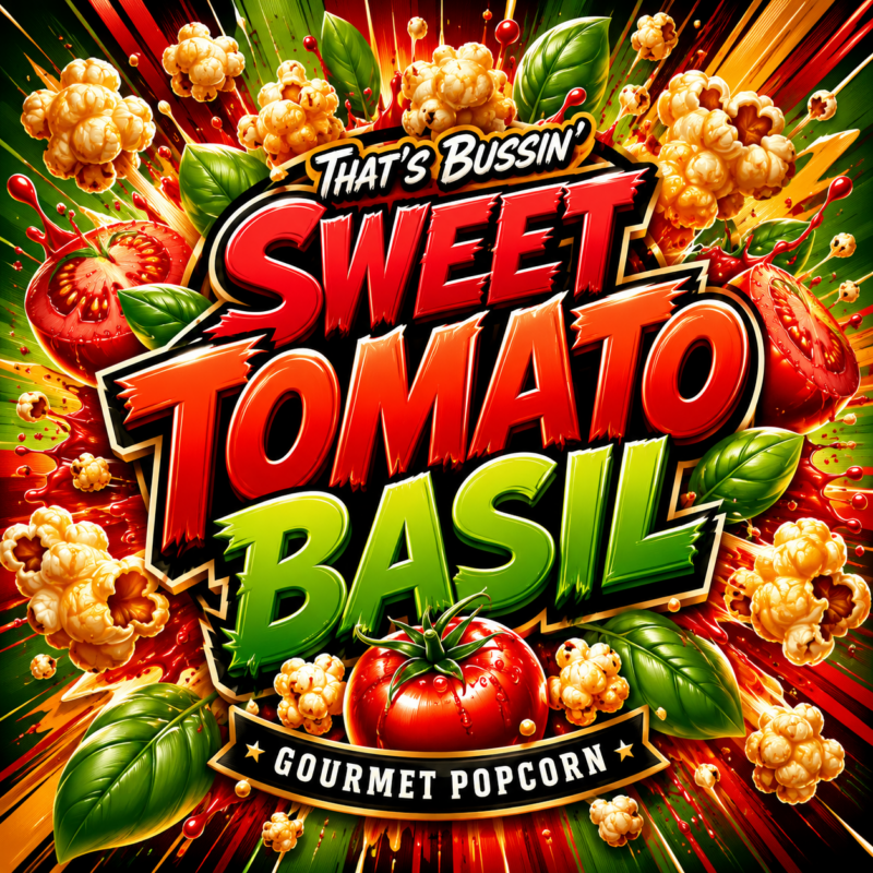 Sweet Tomato Basil Parmesan Kernelz Gourmet Popcorn Flavor Logo