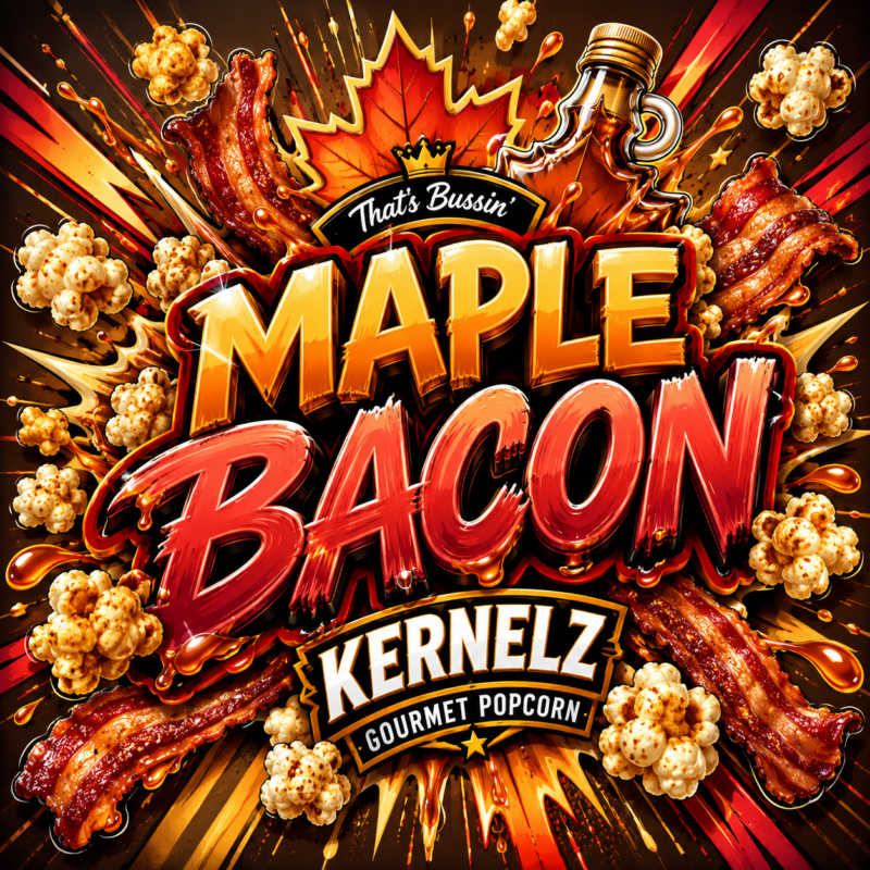 Maple Bacon Kernelz Gourmet Popcorn Flavor Logo