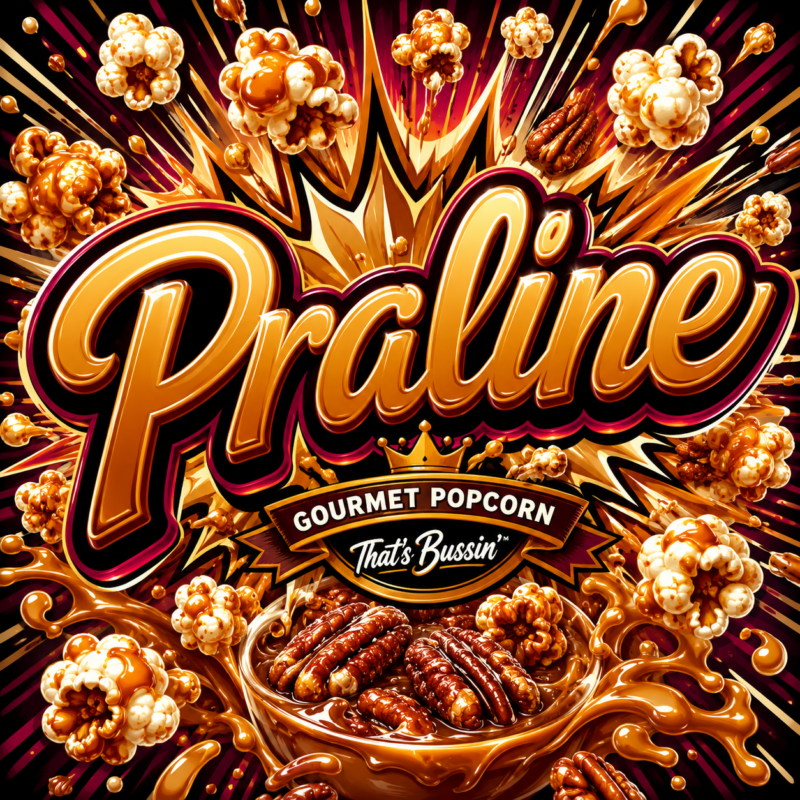 Praline Kernelz Gourmet Popcorn Flavor Logo