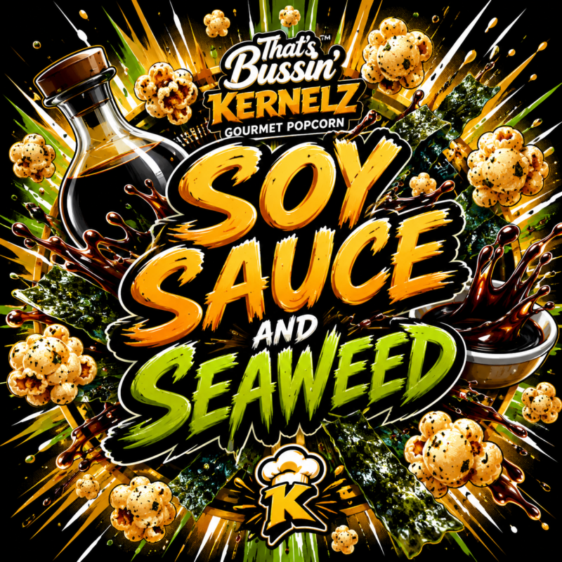 Soy Sauce and Seaweed Kernelz Gourmet Popcorn Flavor Logo