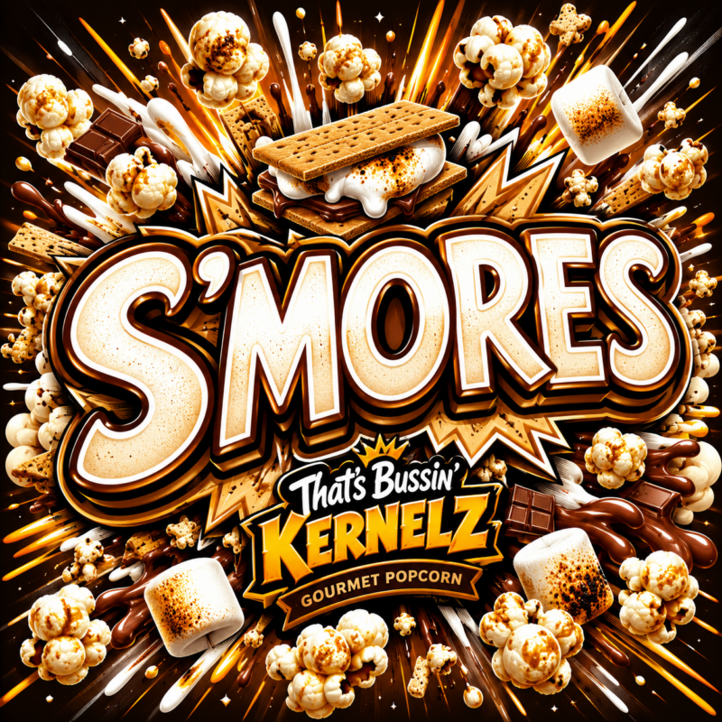 S'mores Kernelz Gourmet Popcorn Flavor Logo
