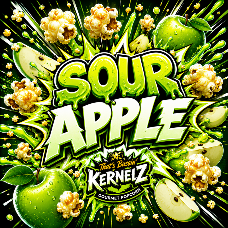 Sour Apple Kernelz Gourmet Popcorn Flavor Logo