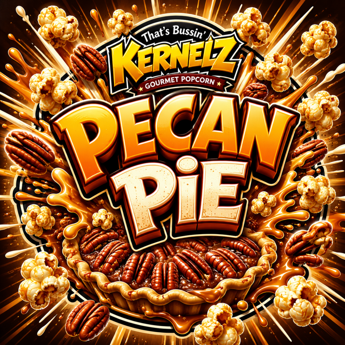 Pecan Pie Kernelz Gourmet Popcorn Flavor Logo