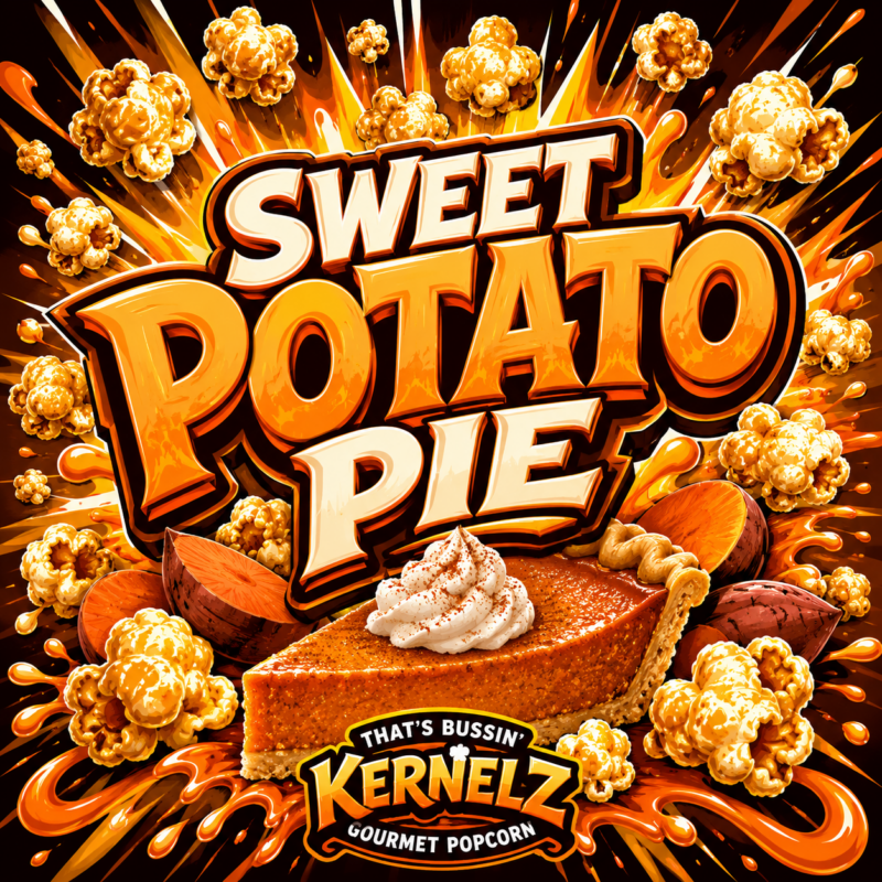 Sweet Potato Pie Kernelz Gourmet Popcorn Flavor Logo