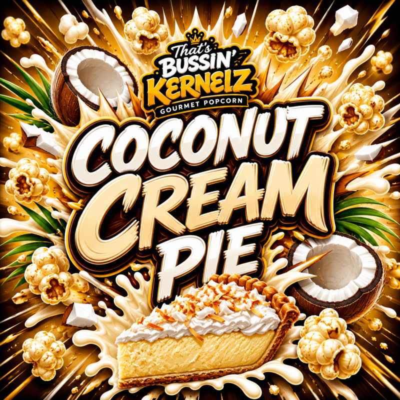 Coconut Cream Pie Kernelz Gourmet Popcorn Flavor Logo