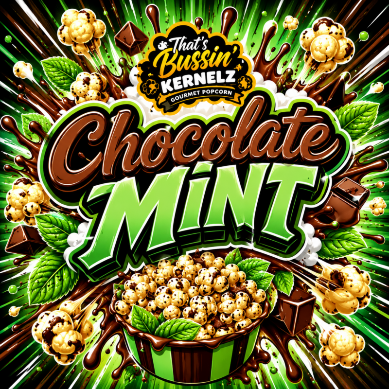 Chocolate Mint Kernelz Gourmet Popcorn Flavor Logo