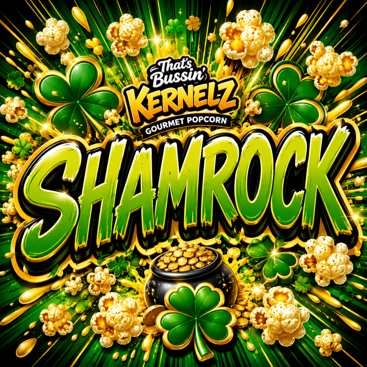 Shamrock Kernelz Gourmet Popcorn Flavor Logo