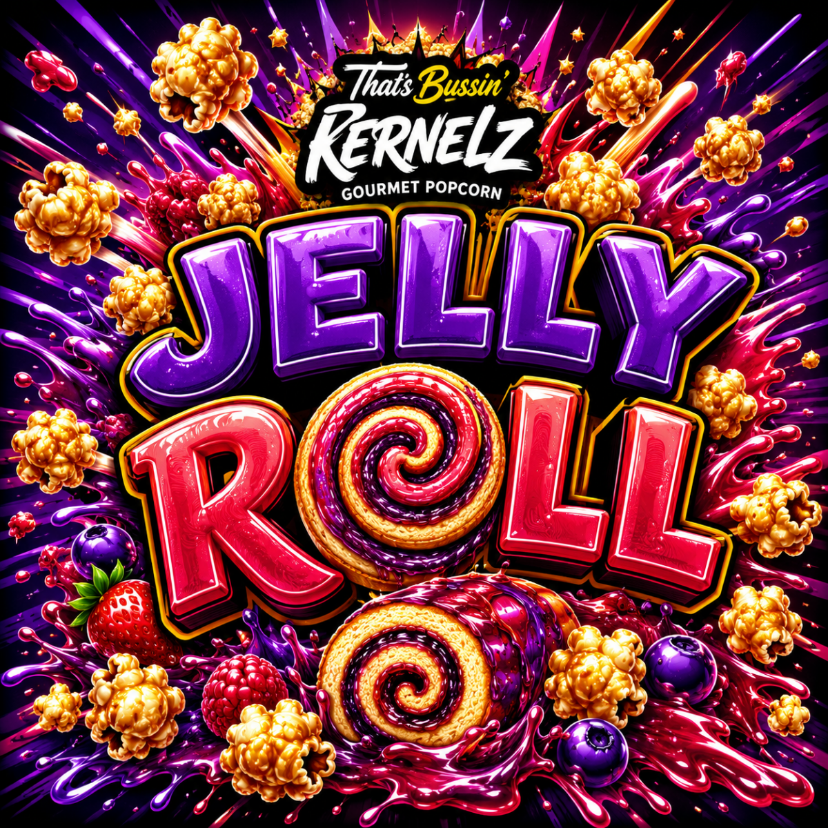 Jelly Roll Kernelz Gourmet Popcorn Flavor Logo