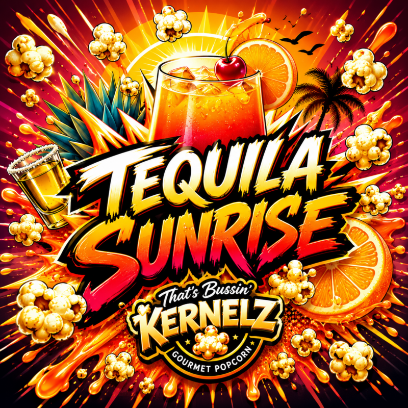 Tequila Sunrise Kernelz Gourmet Popcorn Flavor Logo
