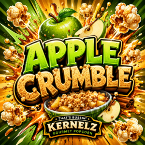Apple Crumble Kernelz Gourmet Popcorn Flavor Logo
