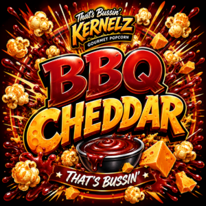 BBQ Cheddar Kernelz Gourmet Popcorn Flavor Logo