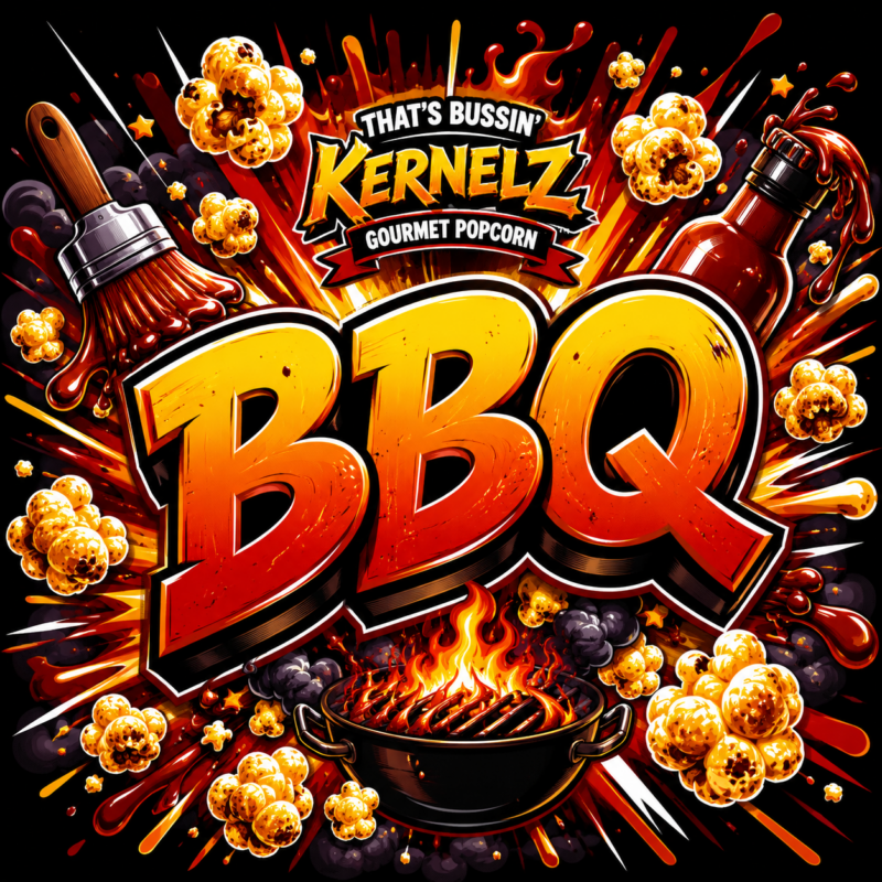 BBQ Kernelz Gourmet Popcorn Flavor Logo