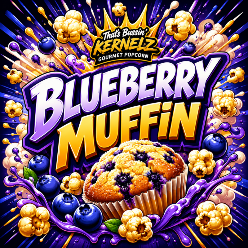 Blueberry Muffin Kernelz Gourmet Popcorn Flavor Logo