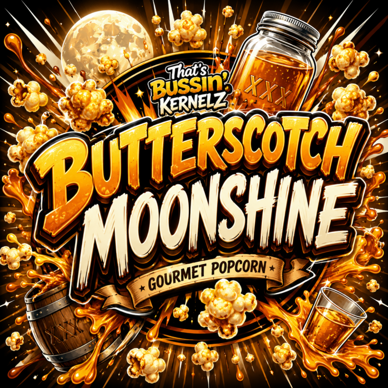 Butterscotch Moonshine Kernelz Gourmet Popcorn Flavor Logo