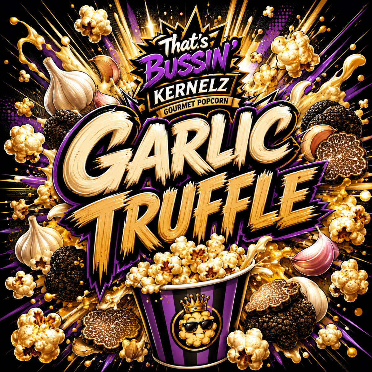 Garlic Truffle Kernelz Gourmet Popcorn Flavor Logo