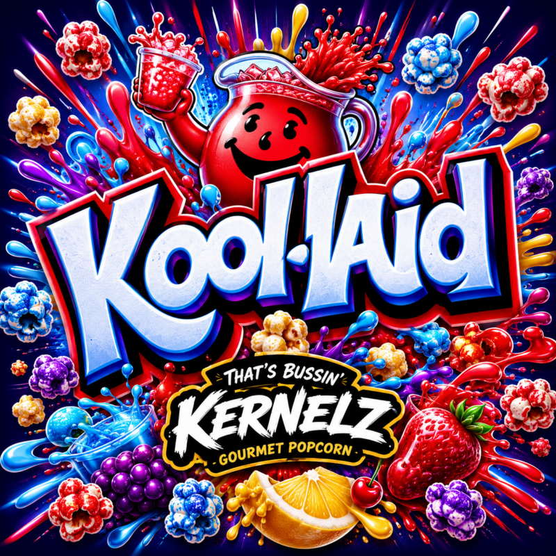 Hey Koolaid Kernelz Gourmet Popcorn Flavor Logo