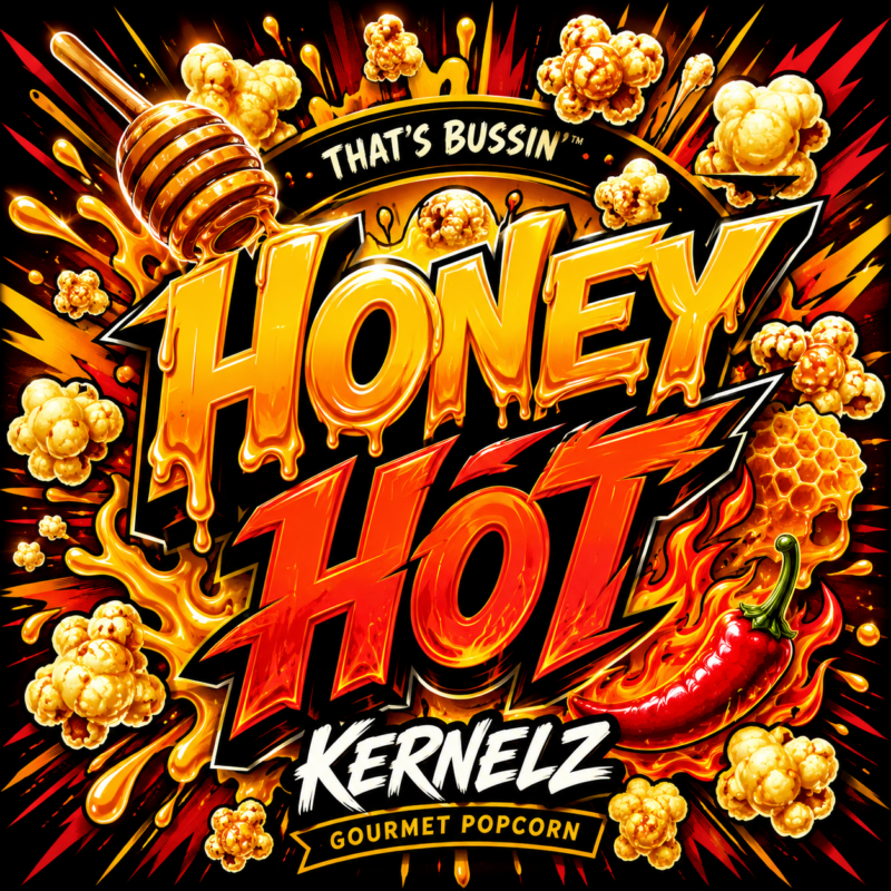 Honey Hot Kernelz Gourmet Popcorn Flavor Logo