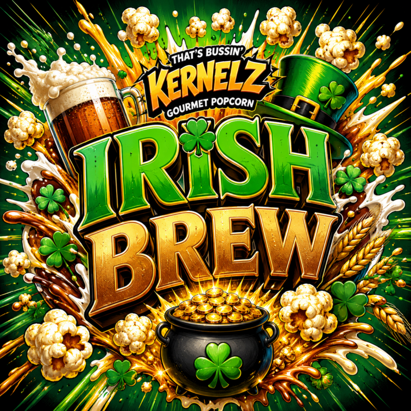 Irish Brew Kernelz Gourmet Popcorn Flavor Logo