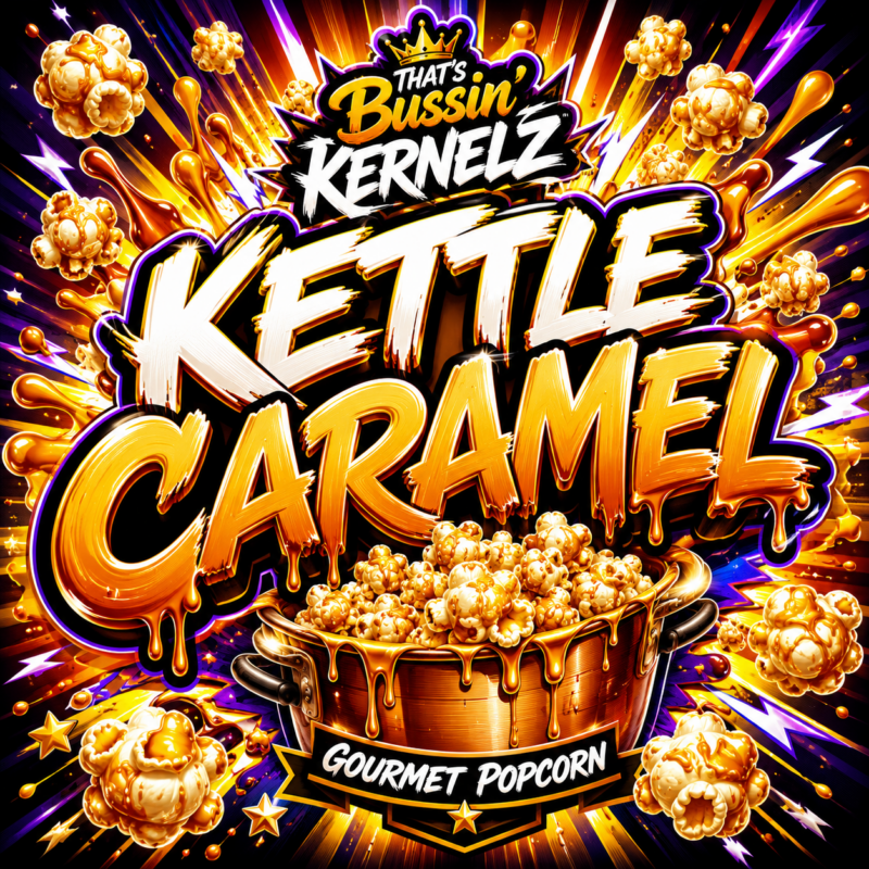 Kettle Caramel Kernelz Gourmet Popcorn Flavor Logo