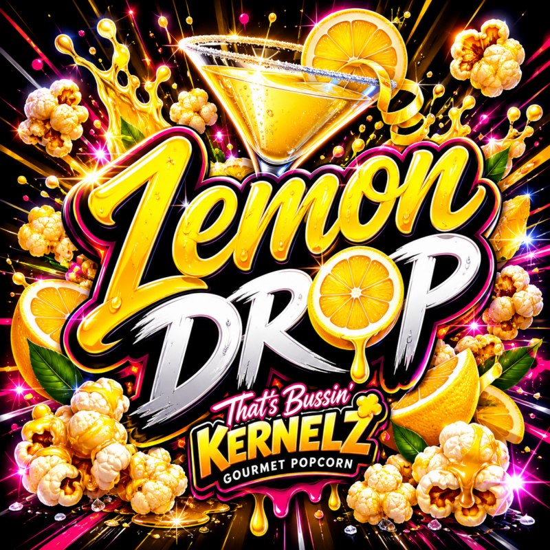 Lemon Drop Kernelz Gourmet Popcorn Flavor Logo
